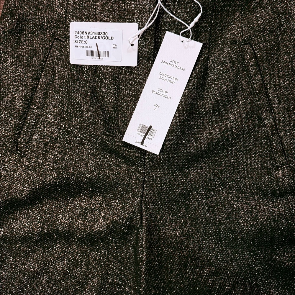 NWT Veronica Beard Metallic Black Stila Pant - Picture 8 of 9